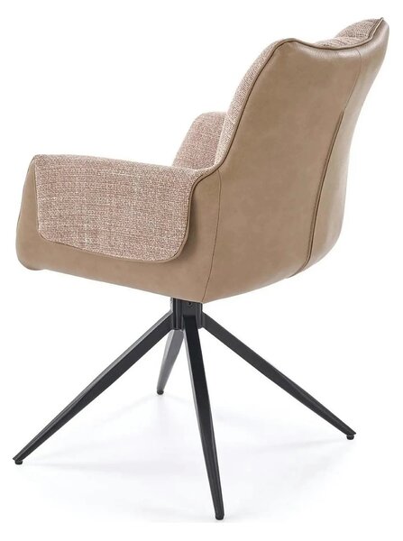 Scaun K579, maro/negru, stofa clasica/piele ecologica/otel, 65x64x87 c