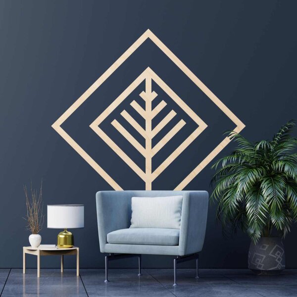 Decor din lemn pătrat cu frunze - ATALY