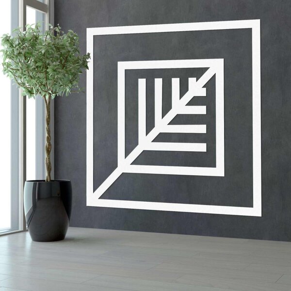 Decor din lemn pătrat cu frunze - ATALY