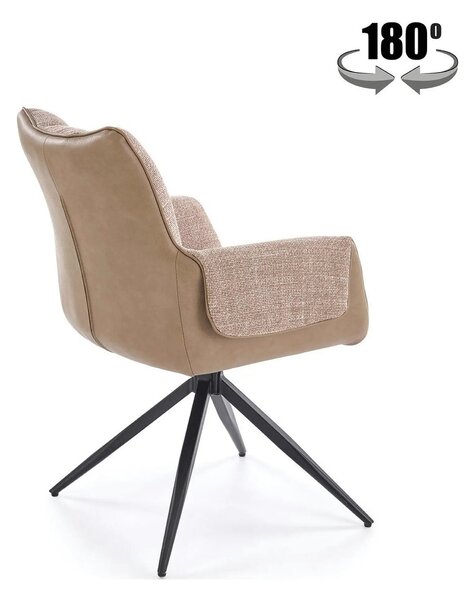 Scaun K579, maro/negru, stofa clasica/piele ecologica/otel, 65x64x87 c