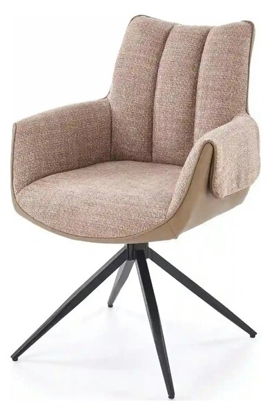 Scaun K579, maro/negru, stofa clasica/piele ecologica/otel, 65x64x87 c