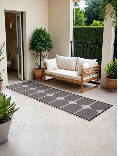 Covor tip traversă pentru interior și exterior alb-negru 80x250 cm Duet Bowen – NORTHRUGS