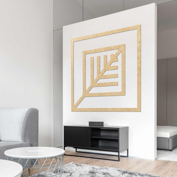 Decor din lemn pătrat cu frunze - ATALY