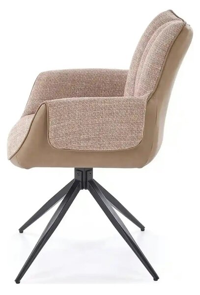 Scaun K579, maro/negru, stofa clasica/piele ecologica/otel, 65x64x87 c