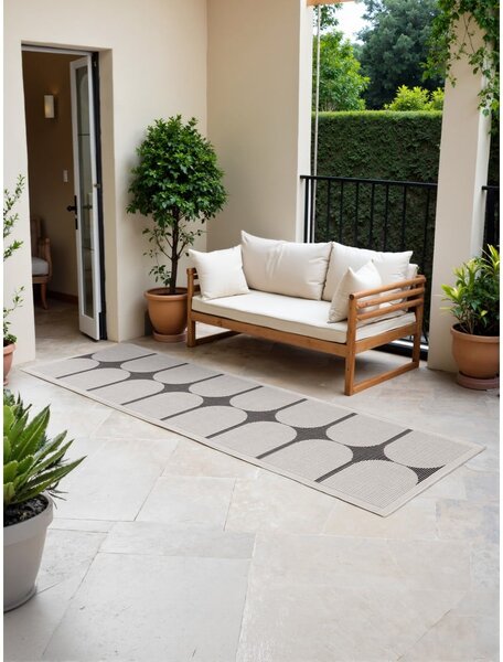 Covor tip traversă pentru interior și exterior alb-negru 80x250 cm Duet Bowen – NORTHRUGS