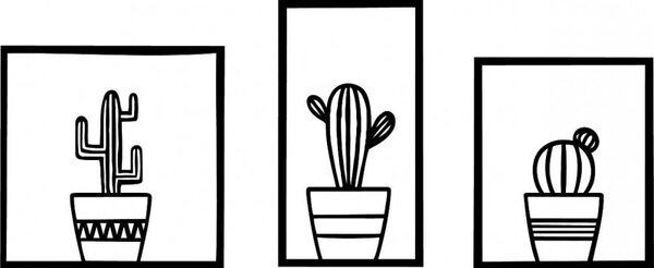Tablou de perete elegant din trei părți - Cactuși