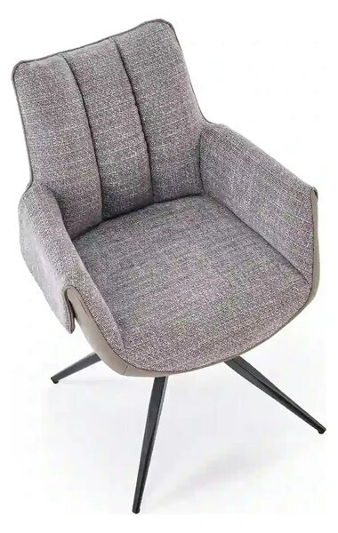 Scaun K579, gri/negru, stofa clasica/piele ecologica/otel, 65x64x87 cm