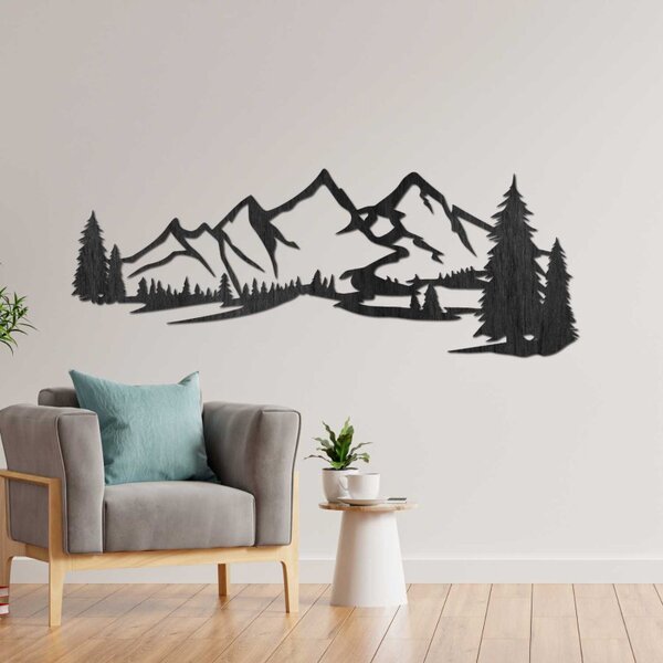 Pictură murală pe lemn - Pădure și munți | REHORA