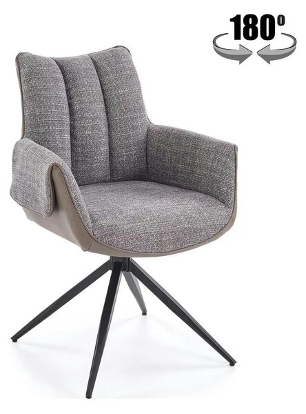 Scaun K579, gri/negru, stofa clasica/piele ecologica/otel, 65x64x87 cm