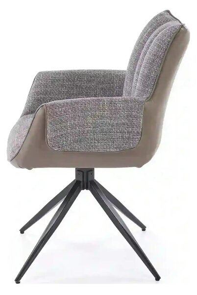 Scaun K579, gri/negru, stofa clasica/piele ecologica/otel, 65x64x87 cm