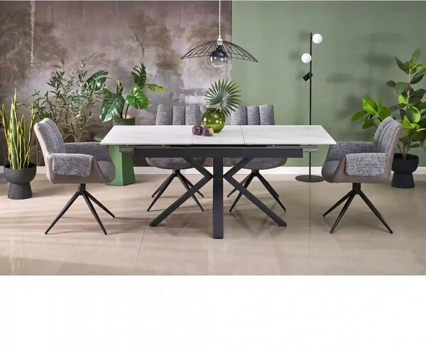 Scaun K579, gri/negru, stofa clasica/piele ecologica/otel, 65x64x87 cm