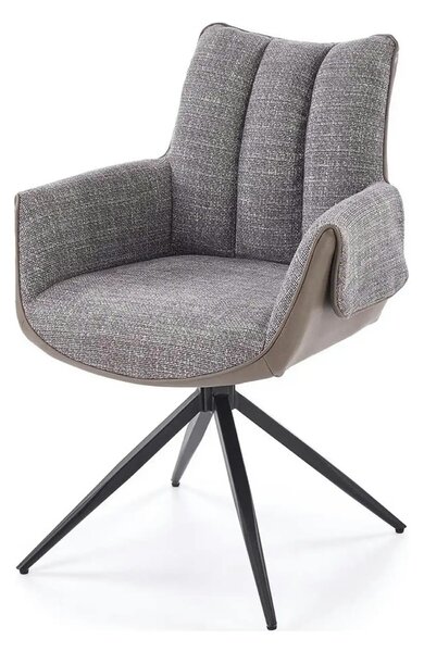 Scaun K579, gri/negru, stofa clasica/piele ecologica/otel, 65x64x87 cm