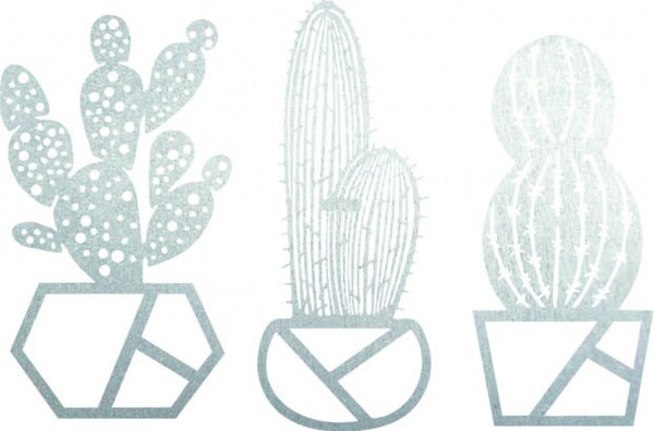 Cactus pictat pe perete în trei părți - KUSLAR