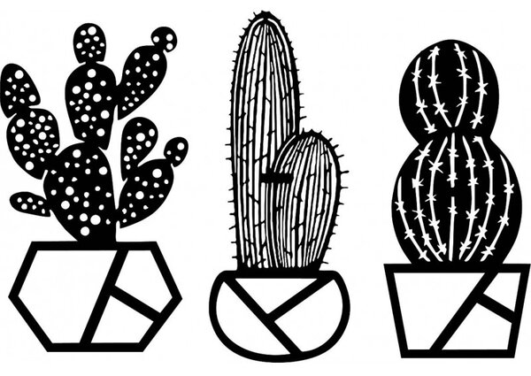 Cactus pictat pe perete în trei părți - KUSLAR