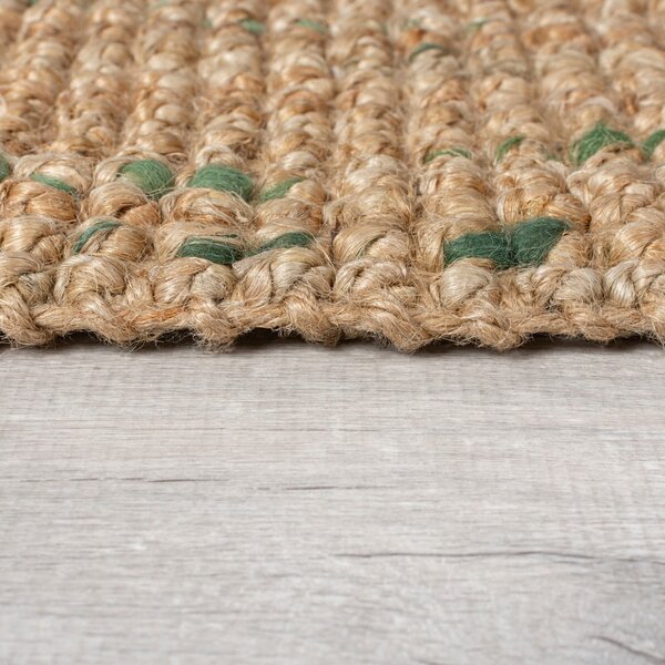 Covor verde/în culoare naturală reversibil/țesut manual din iută 120x170 cm Jute Boucle Green – Flair Rugs