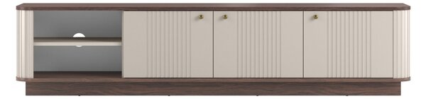 Comodă TV pe soclu Vesper 3D 187 cm - cașmir / nuc / mânere aurii
