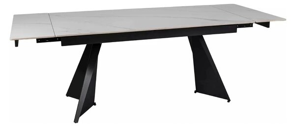 Masa extensibila LACONI, alb cu efect de marmura, ceramica/metal, 160/