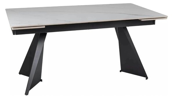 Masa extensibila LACONI, alb cu efect de marmura, ceramica/metal, 160/