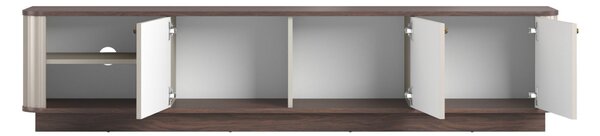 Comodă TV pe soclu Vesper 3D 187 cm - cașmir / nuc / mânere aurii