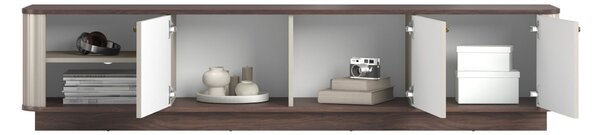 Comodă TV pe soclu Vesper 3D 187 cm - cașmir / nuc / mânere aurii