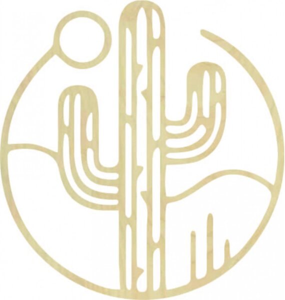 Imagine de perete din lemn a unui cactus cu soarele - MONK