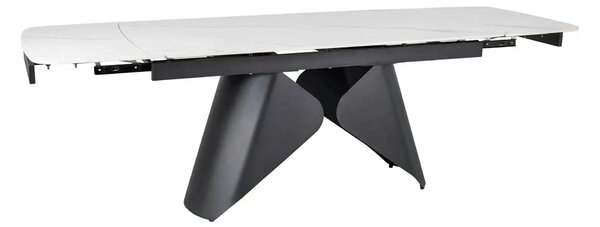 Masa extensibila ARMANDO, alb cu efect de marmura, ceramica/metal, 160