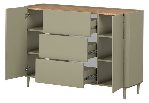 Comodă cu sertare pe picioare Elivo 150 cm - eucalipt / stejar baltic dune