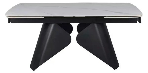 Masa extensibila ARMANDO, alb cu efect de marmura, ceramica/metal, 160