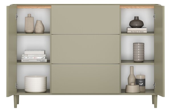 Comodă cu sertare pe picioare Elivo 150 cm - eucalipt / stejar baltic dune