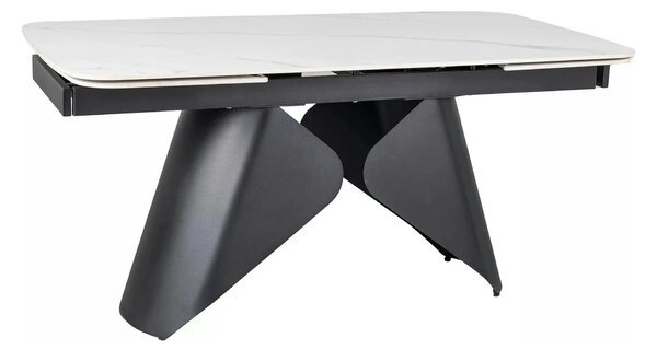 Masa extensibila ARMANDO, alb cu efect de marmura, ceramica/metal, 160