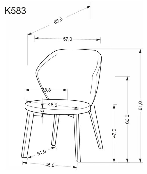 Scaun K583, bej/nuc, stofa clasica/lemn, 57x63x81 cm