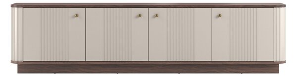 Comodă TV pe soclu Vesper 4D 187 cm - cașmir / nuc / mânere aurii