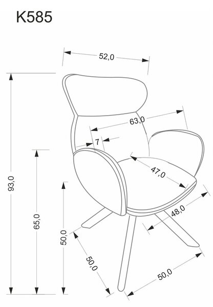 Scaun K585, bej inchis/stejar, stofa clasica/lemn, 63x64x93 cm