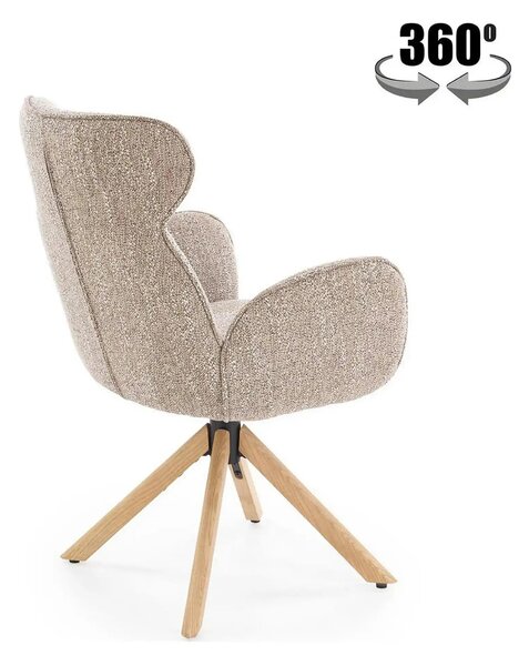 Scaun K585, bej inchis/stejar, stofa clasica/lemn, 63x64x93 cm