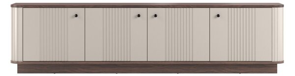 Comodă TV pe soclu Vesper 4D 187 cm - cașmir / nuc / mânere negre
