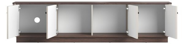 Comodă TV pe soclu Vesper 4D 187 cm - cașmir / nuc / mânere negre