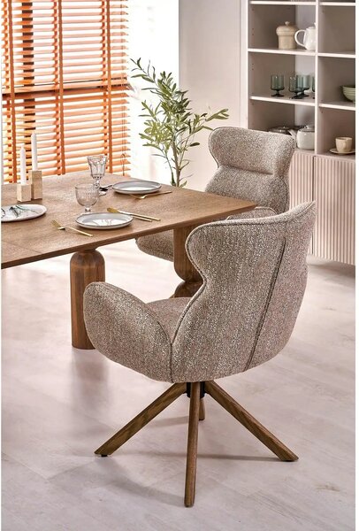 Scaun K585, bej inchis/stejar, stofa clasica/lemn, 63x64x93 cm