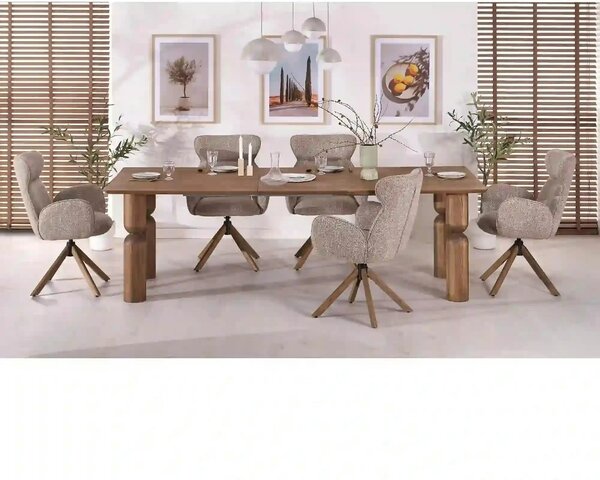 Scaun K585, bej inchis/stejar, stofa clasica/lemn, 63x64x93 cm