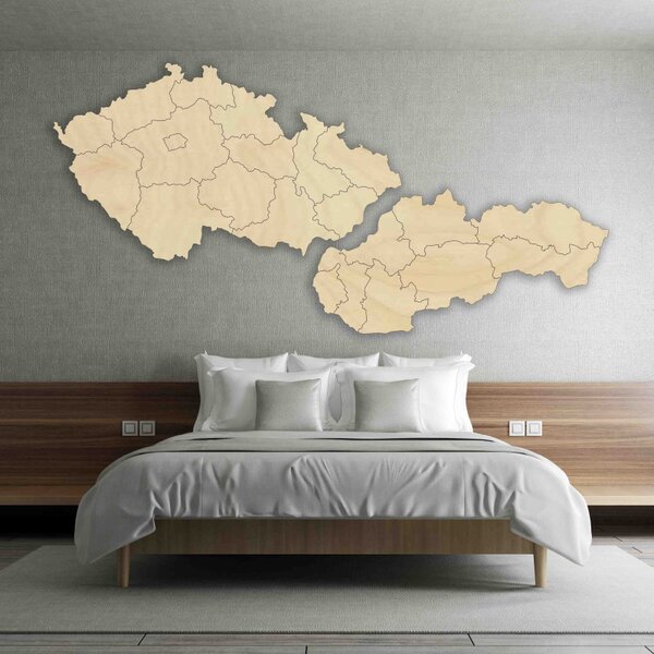 Harta din lemn a Slovaciei și a Republicii Cehe - PUZZLE