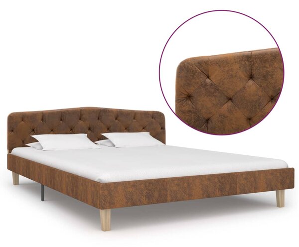 Cadru de pat, maro, 140x200 cm, piele întoarsă ecologică