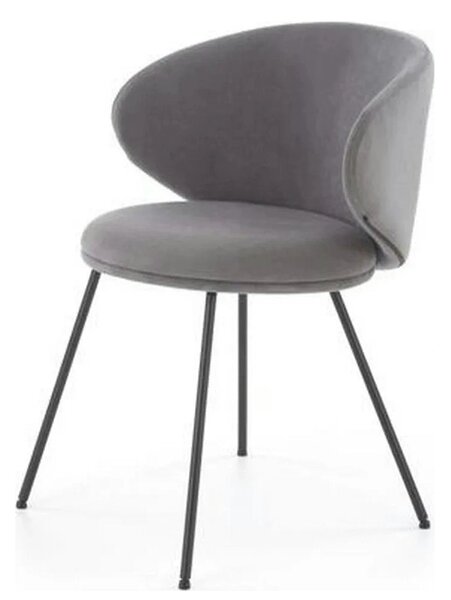 Scaun K587, gri - Mavel 14, stofa catifelata/otel, 60x58x77 cm