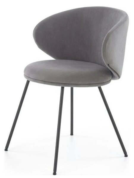 Scaun K587, gri - Mavel 14, stofa catifelata/otel, 60x58x77 cm
