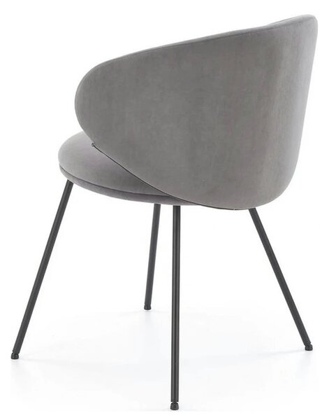 Scaun K587, gri - Mavel 14, stofa catifelata/otel, 60x58x77 cm