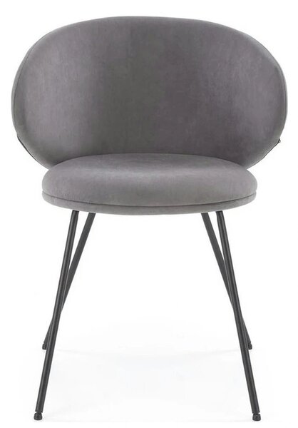 Scaun K587, gri - Mavel 14, stofa catifelata/otel, 60x58x77 cm