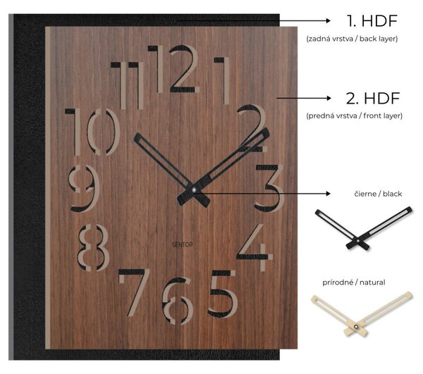 Ceas de perete din lemn - Sentop | HDFK024 | nuc wenge