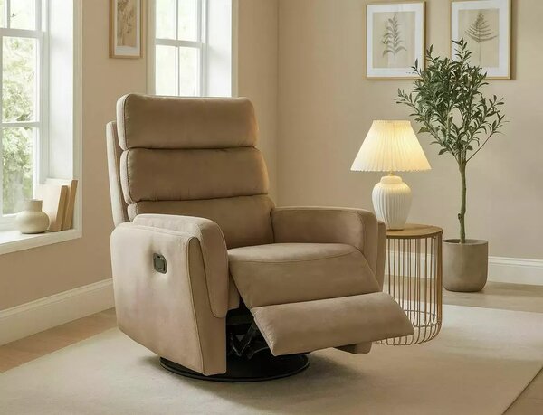 Fotoliu recliner ARGOS, stofa catifelata bej - Bluvel 28, 78x84/162x10