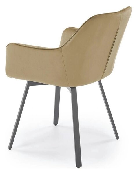 Scaun K588, bej - HLR 07, stofa catifelata/otel, 55x60x89 cm