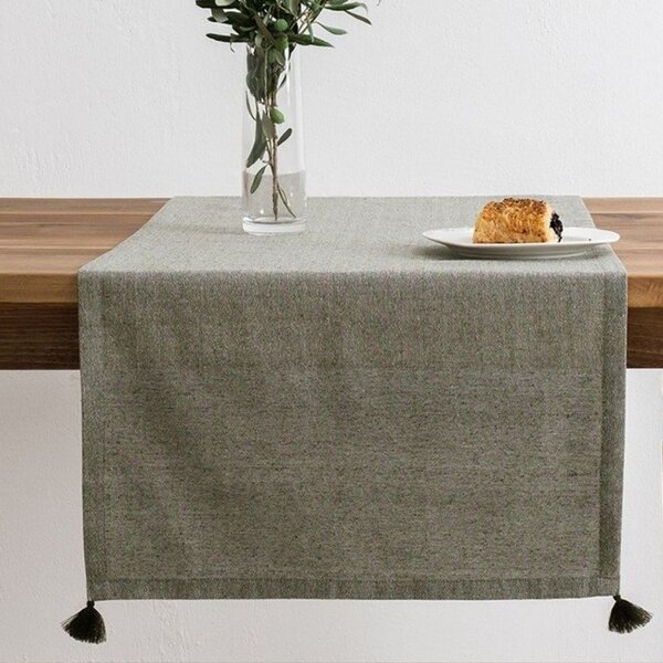 Napron masa 50x150cm cu ciucuri, Selendi Verde