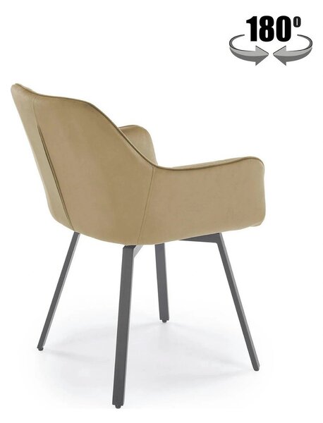 Scaun K588, bej - HLR 07, stofa catifelata/otel, 55x60x89 cm