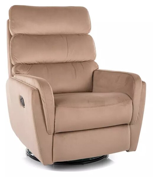 Fotoliu recliner ARGOS, stofa catifelata bej - Bluvel 28, 78x84/162x10